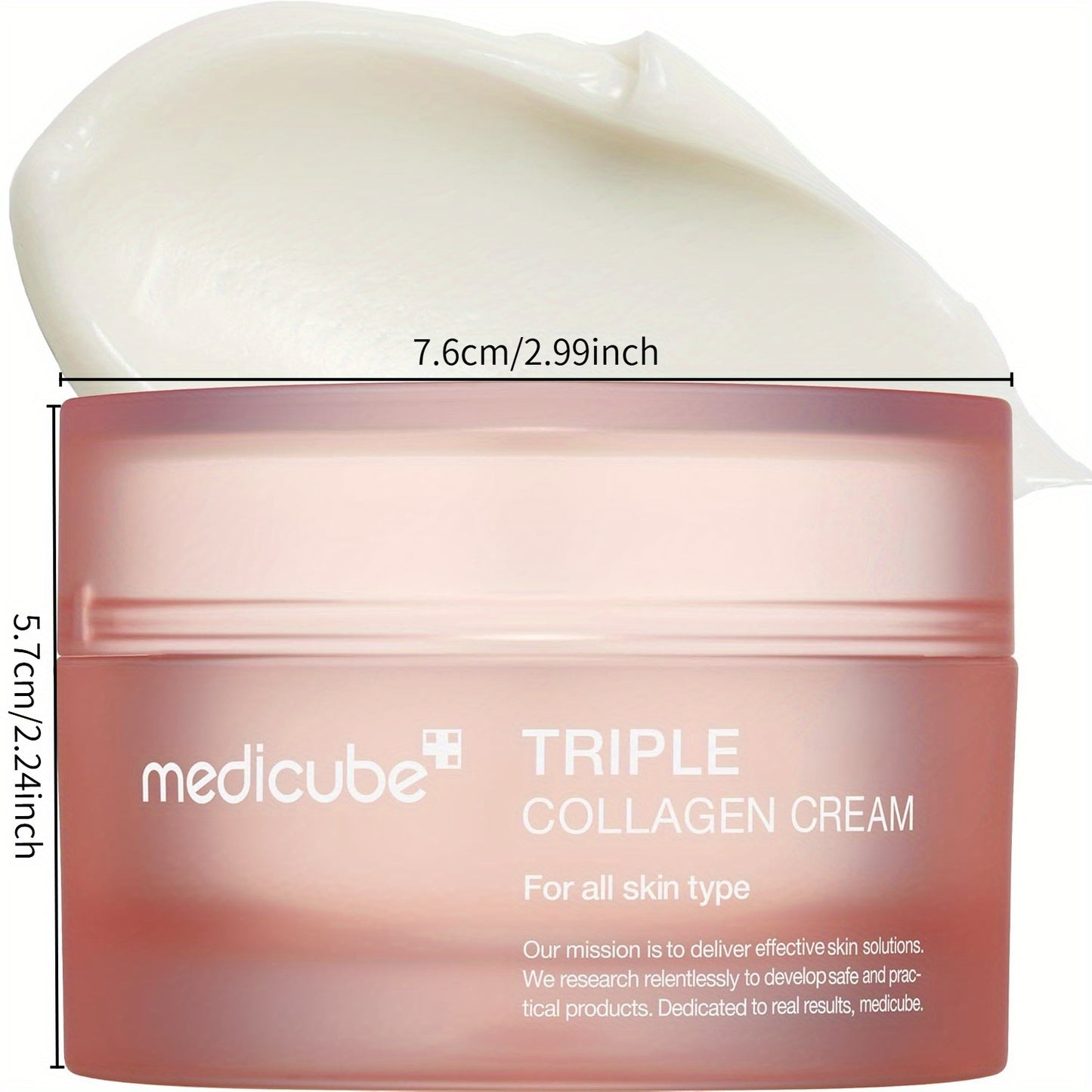 Medicube Triple Collagen Cream - Hydrating Moisturizer with Hyaluronic Acid, Squalane, Elastin, Shea Butter - Enhances Skin Elasticity - Unscented, All Skin Types, 1.6 oz, Korean Skincare Essentials, All Skin Type Moisturizer