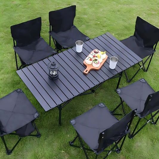 Lightweight and Compact Carbon Steel 47''x22'' Camping Folding Table - Portable with Storage Bag, Suitable for Beach, Picnic, Travel, Yard, BBQ, Patio, etc., Black