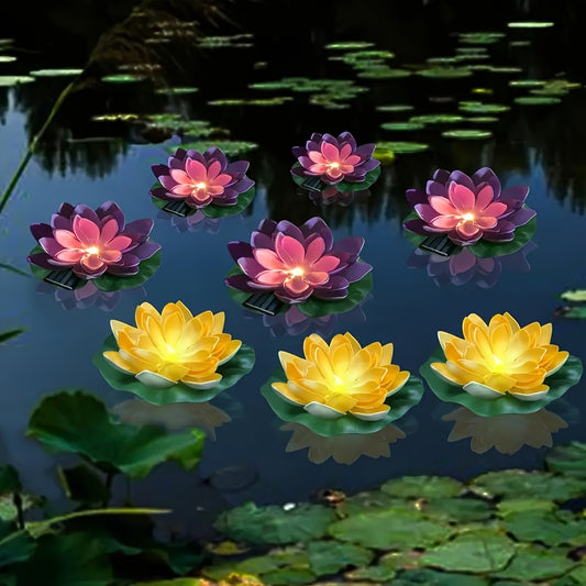 Solar-Powered LED Lotus Lamp - Vibrant Pink & Yellow Flower Designs, Outdoor Patio & Tabletop Decor, Ideal for Garden, Lawn, and Pathway Lighting, Solar Outdoor Light|Lotus Flower Design|Durable Plastic