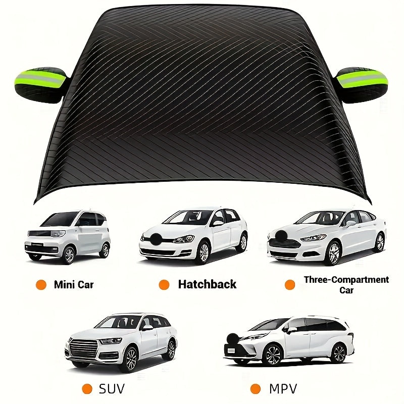 Fit for All Vehicles - Durable Oxford Fabric Windshield Cover with UV Protection