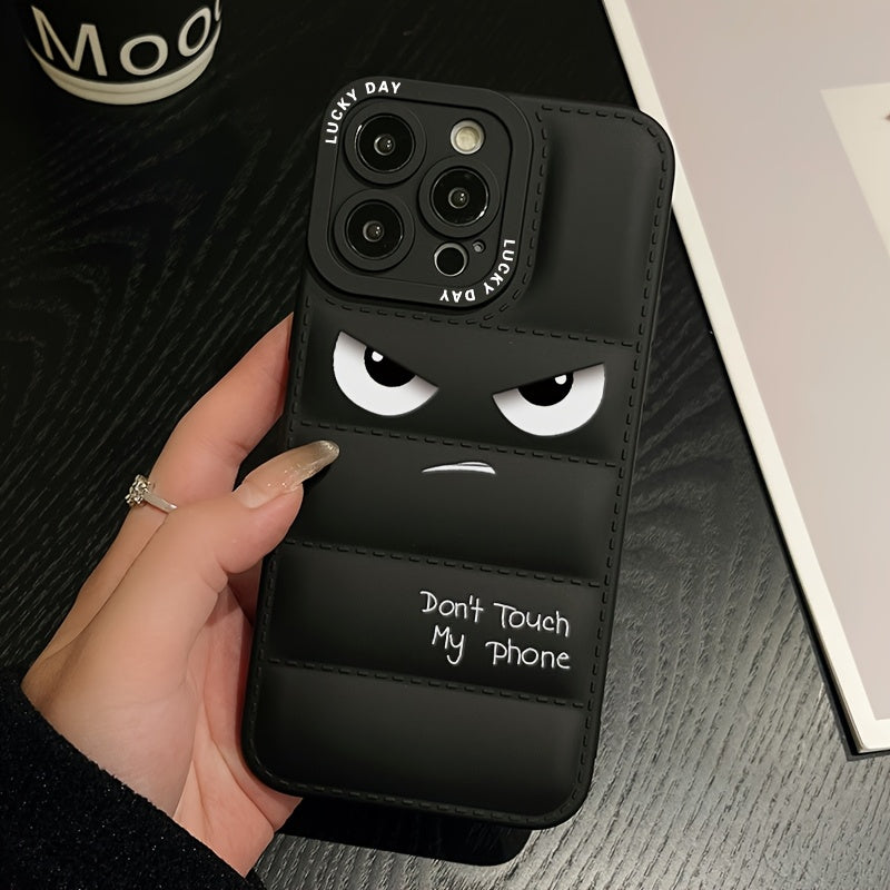 A Soft Rubber Anti-Slip Down Jacket Style Phone Case with Anime Pattern Printing, Suitable for Apple Series 11, 12, 13, 14, 15, 16 Pro Max, Samsung Series A05, A15, A25, A35, A55, S23, S24 Ultra, And Redmi Series 9 Note, 10 N