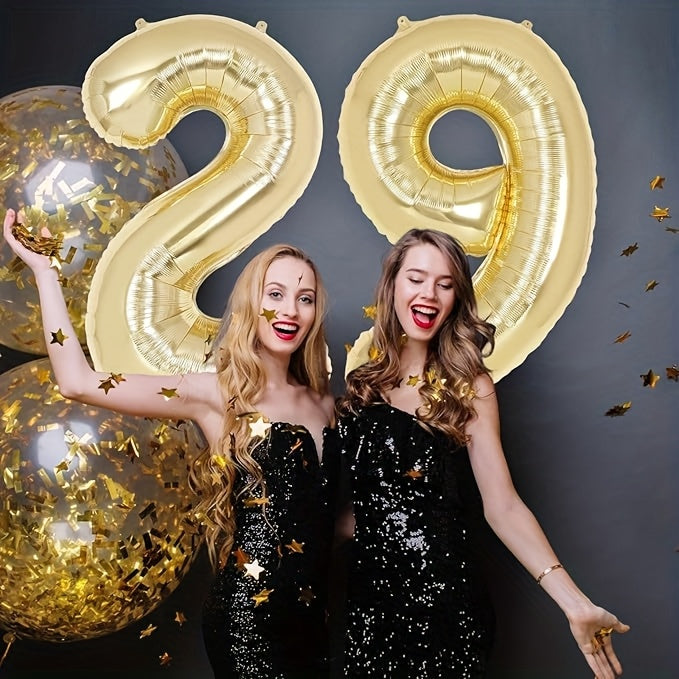 Large 40 Inch Golden Metallic Aluminum Film Balloons - No Electricity Needed Party Decoration for Birthdays, Anniversaries, New Year Celebrations - Suitable for Ages 14+, Set of 1