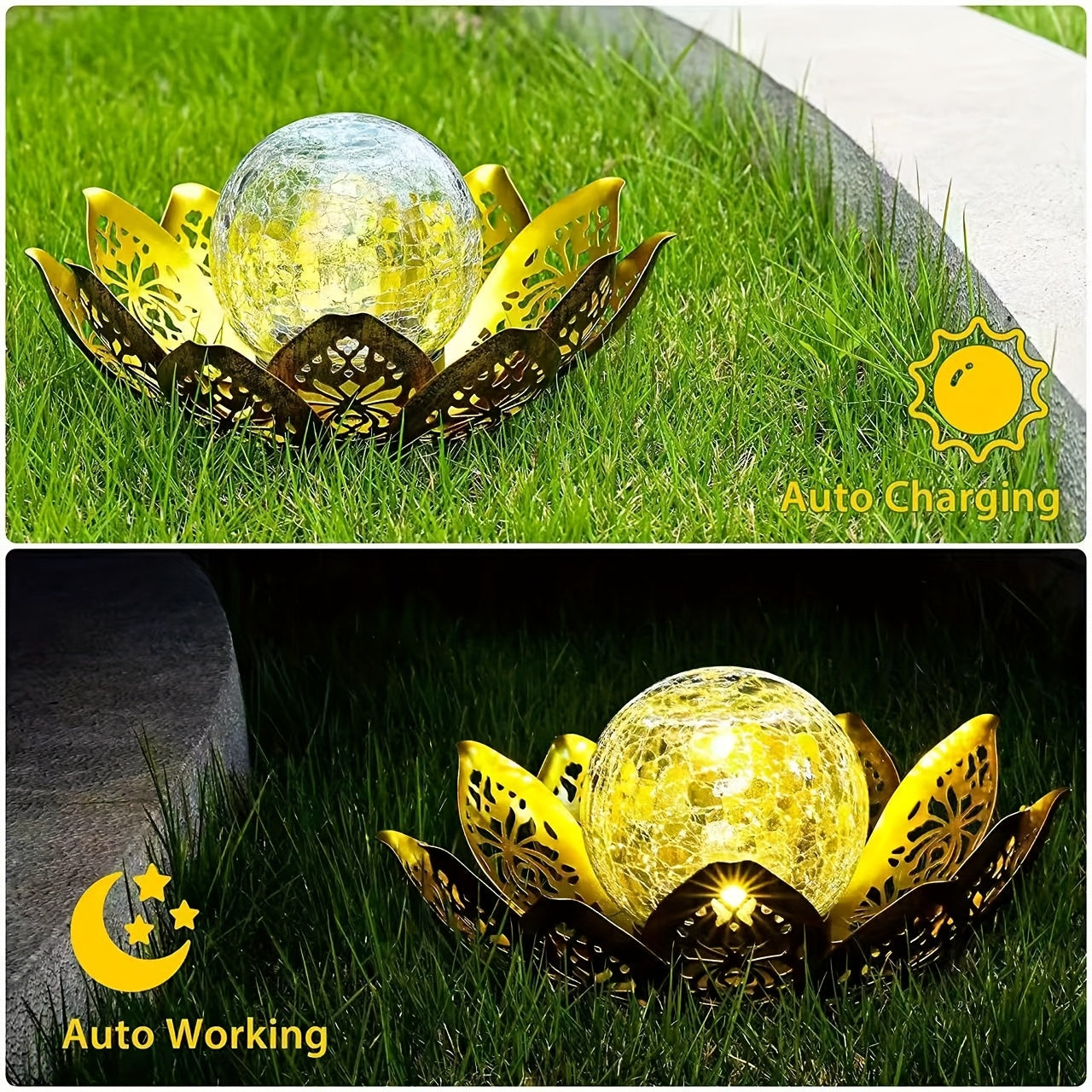 Solar Iron Art Lily Lamp, Outdoor Lighting, Suitable for Courtyard, Garden, Park, Pathway, Lawn