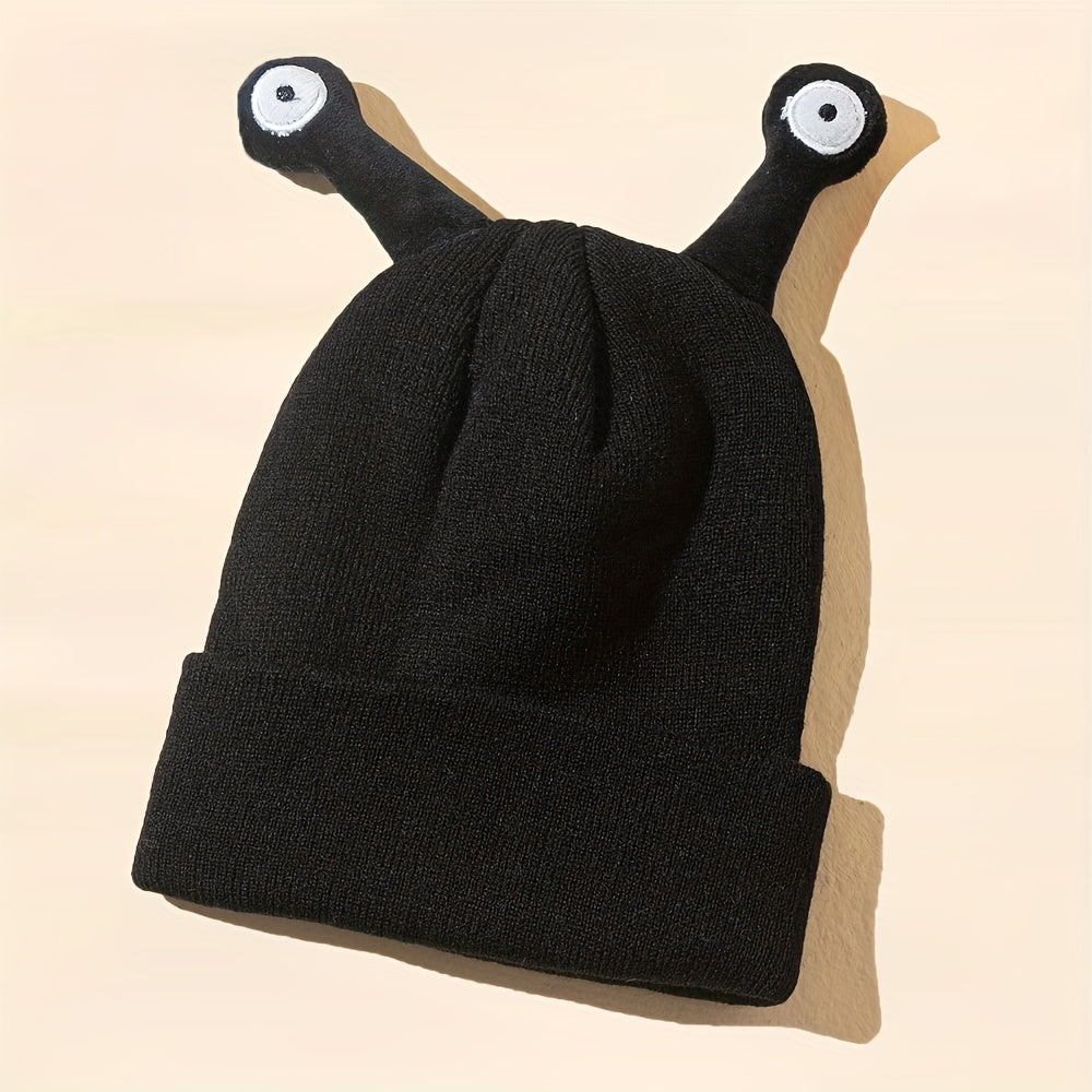 Funny Insect Anime Beanie With Ears Black Cartoon Halloween Skull Cap Thick Coldproof Warm Cuffed Beanies For Women Men Autumn & Winter
