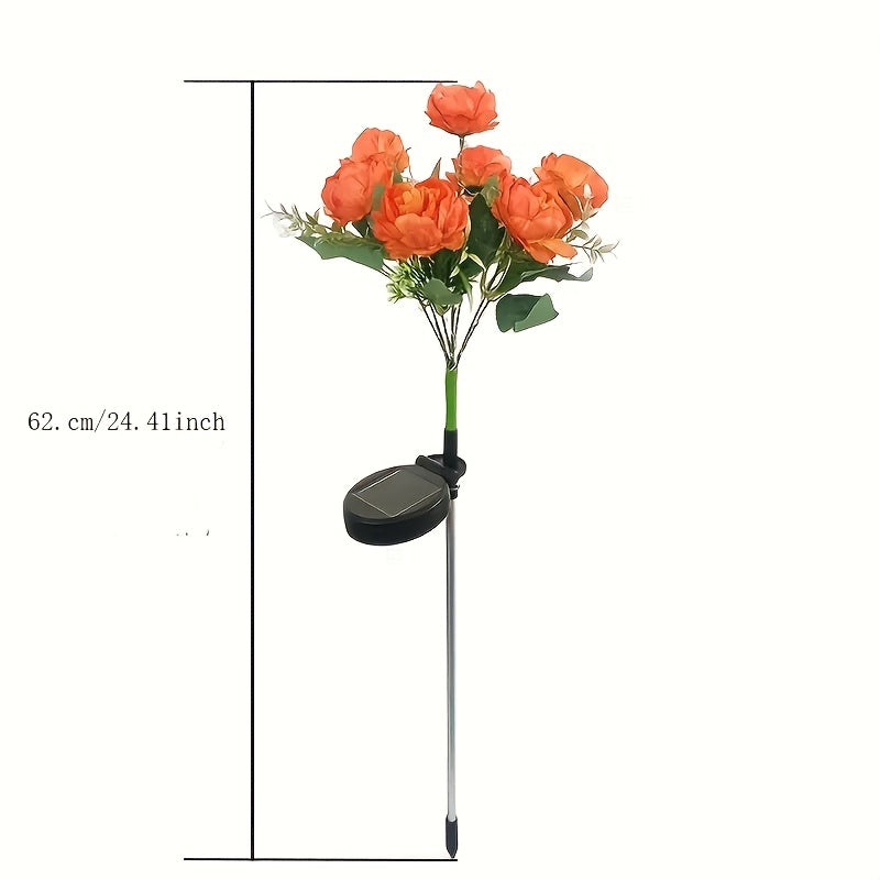 1pc/2pcs Solar Powered 7-Head Peony LED Fake Flower Decorative Outdoor Landscape Light for Yard, Garden, Front Door, Patio, Lawn Ground Lamp