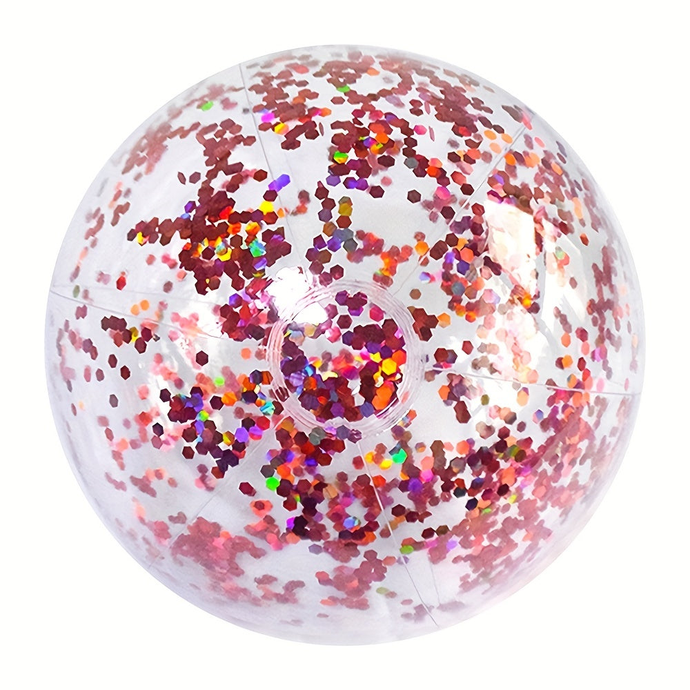 [Glitter Beach Ball] 40cm Mixed Color Glitter Beach Ball, 1pc | Summer Party Toy - Rubber Balloon, Use Without Electricity