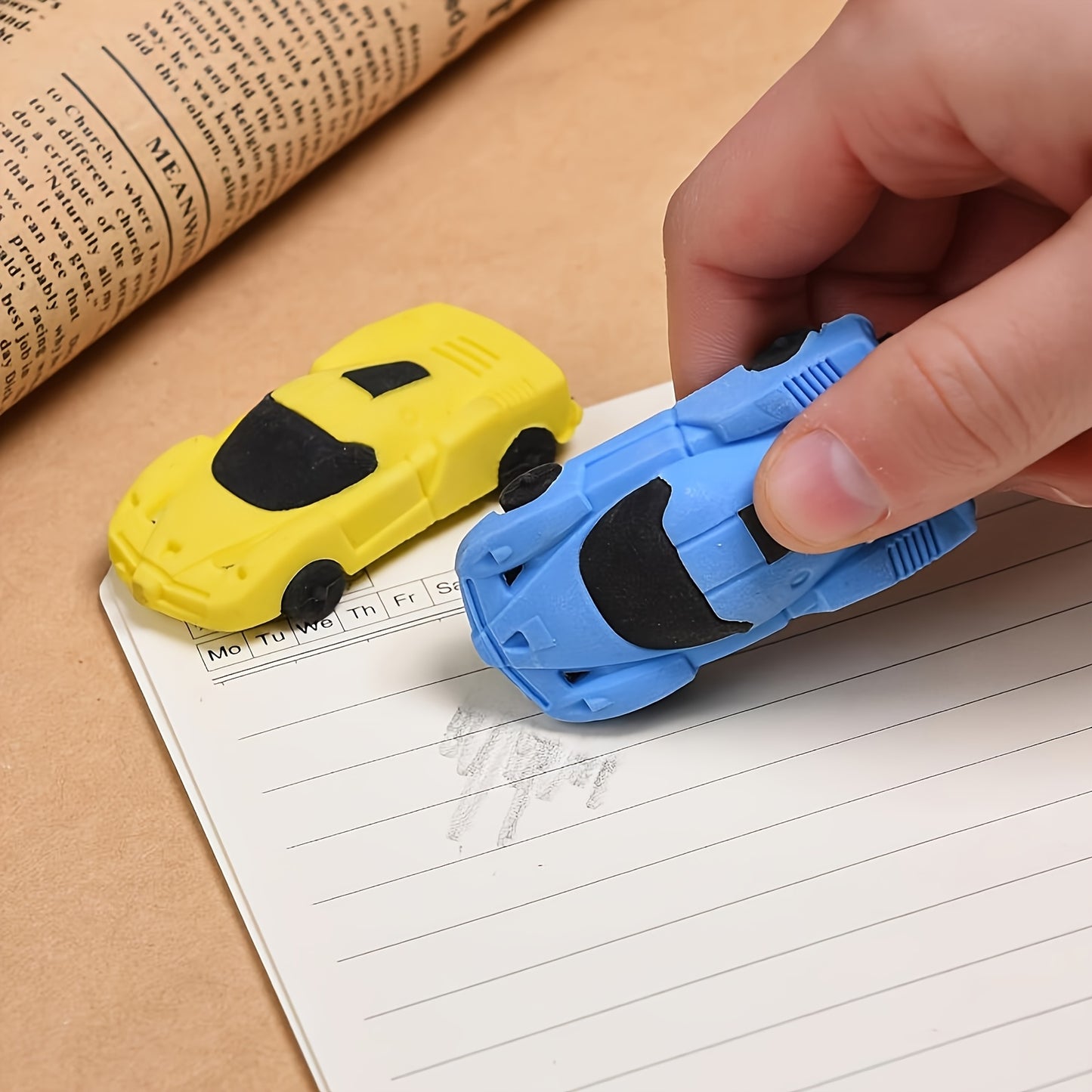 [4pcs Mini Racing Car Erasers] 4pcs Vibrant Mini Racing Car Erasers | Synthetic Rubber Pencil Erasers for Home, School, Classroom Rewards, Prizes, Gifts, and Fun Stationery, School Supplies | Quality Craftsmanship