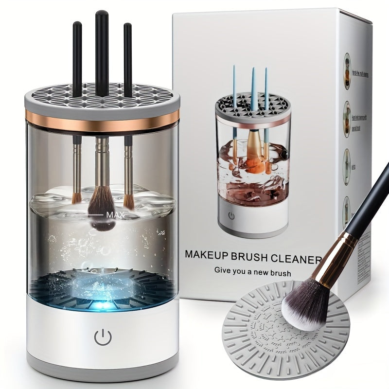 [1pc Electric Makeup Brush Cleaner] 1pc Portable Electric Makeup Brush Cleaner, ABS Material, with USB Plug, Rubberized Body, Automatic Quick Cleaning for Brushes, for Plastic Surfaces