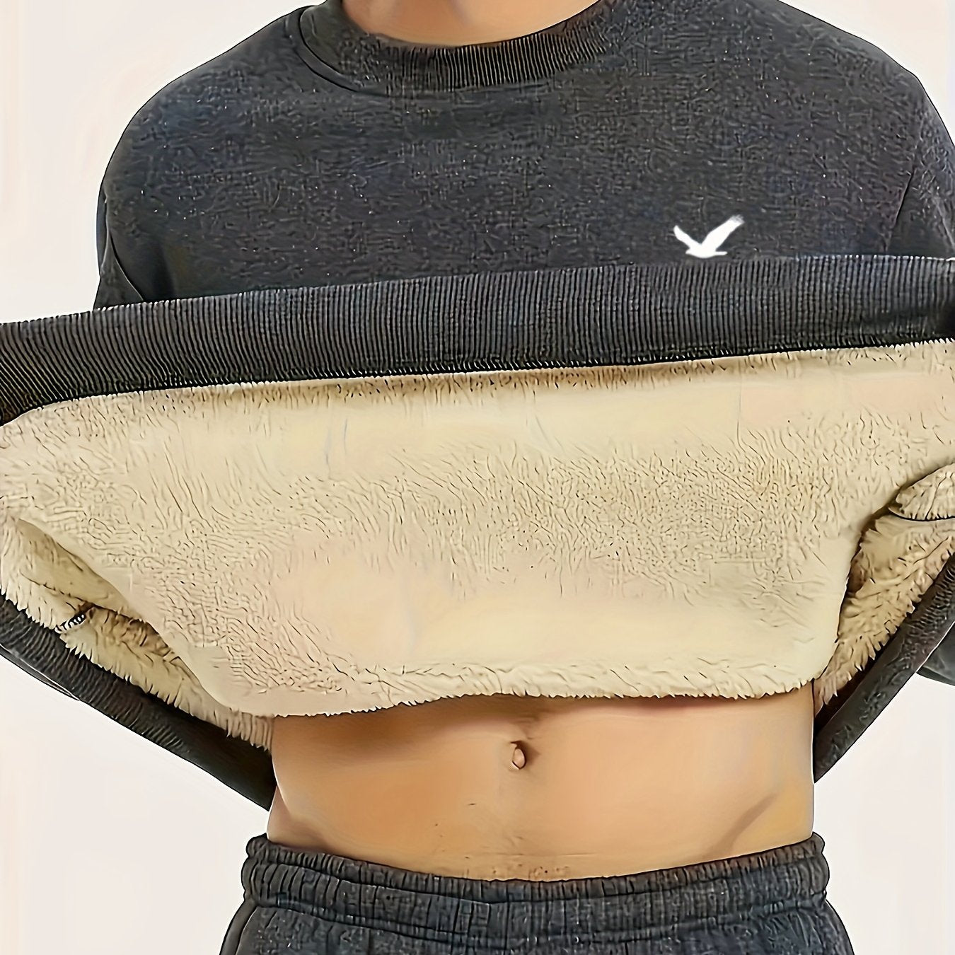 Men's Winter Fleece-Like Sweater Vest Jacket - Thickened Round Neck Long Sleeve Inner Layer, Machine Washable.