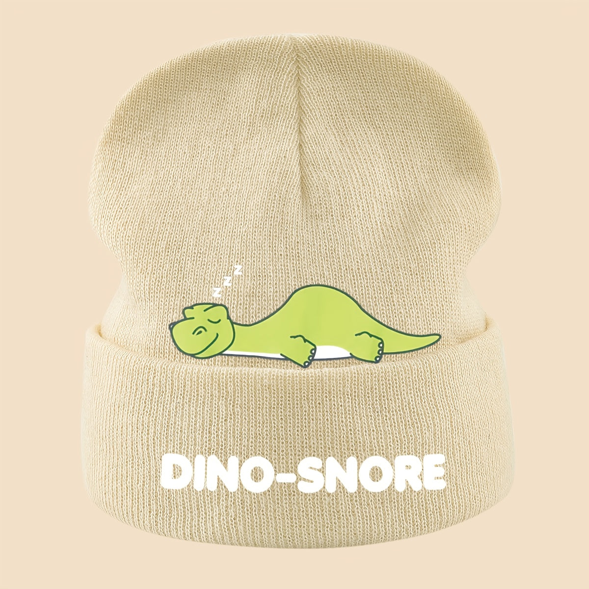 1pc Warm Dinosaur Skull Cap with Sleeping Dino & "DINO-SNORE