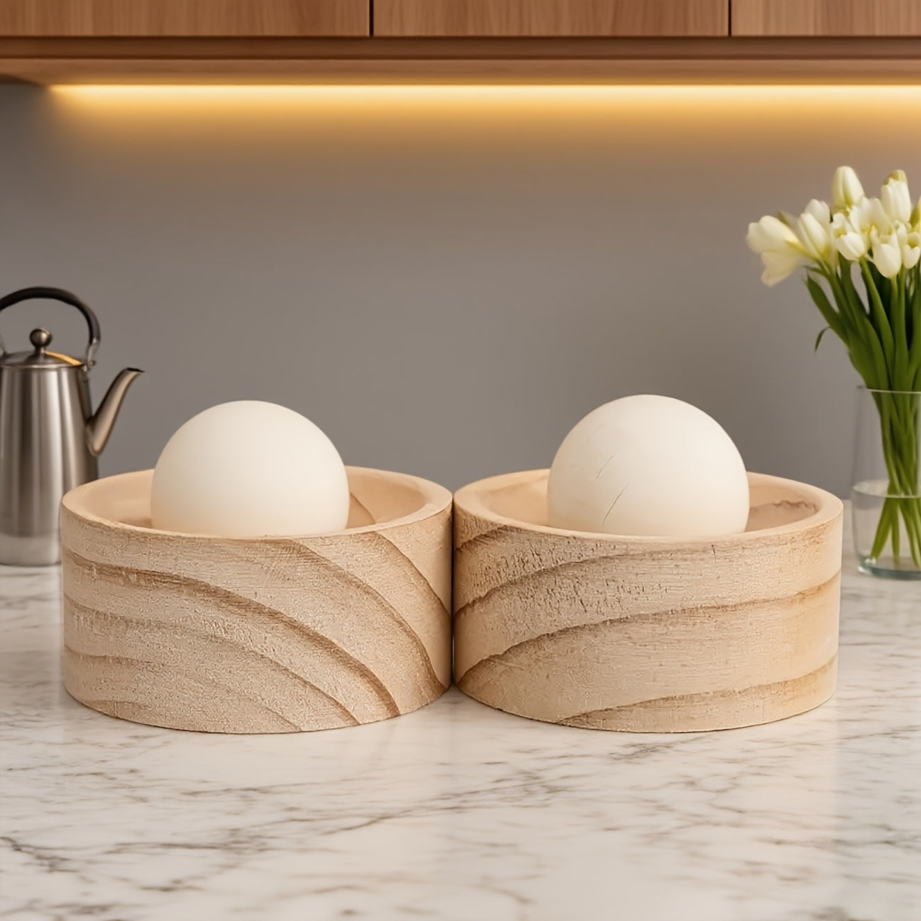 1pc Wooden Dumpling Maker with Rolling Ball - Manual Kitchen Tool for Perfectly Round Dumplings, No Electricity Needed.