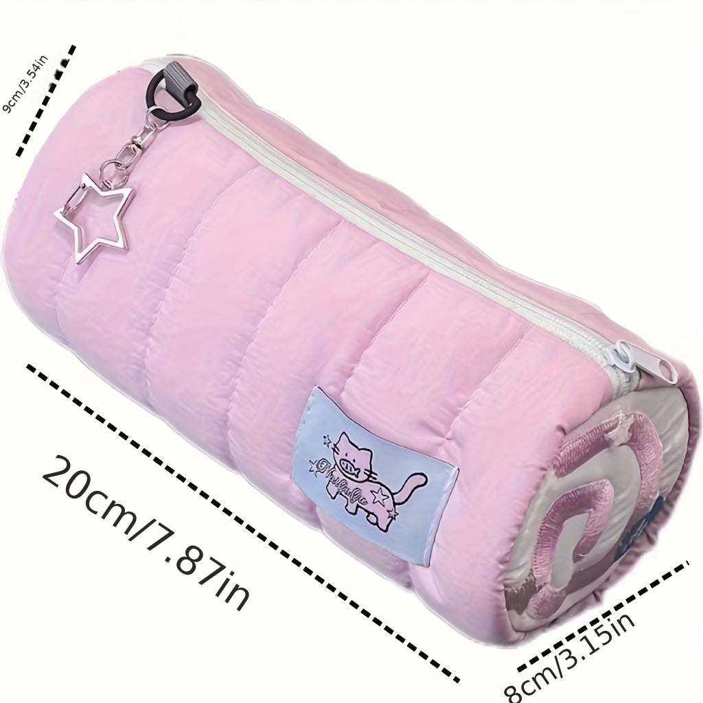 Pink Cat Pencil Case - Fluffy, Cute, High-Quality Fish Board Design, Large Capacity for Pens