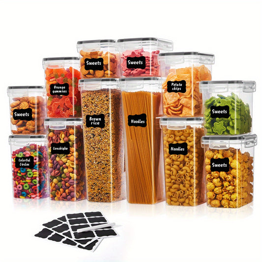 48/24/12pcs Airtight Food Storage Containers with LIDS, Perfect for Kitchen Pantry Organization And Storage Of Grains, Rice, Pasta, Tea, Nuts And Coffee Beans - Dishwasher Safe And Includes Labeled And Labeled Kitchen Items