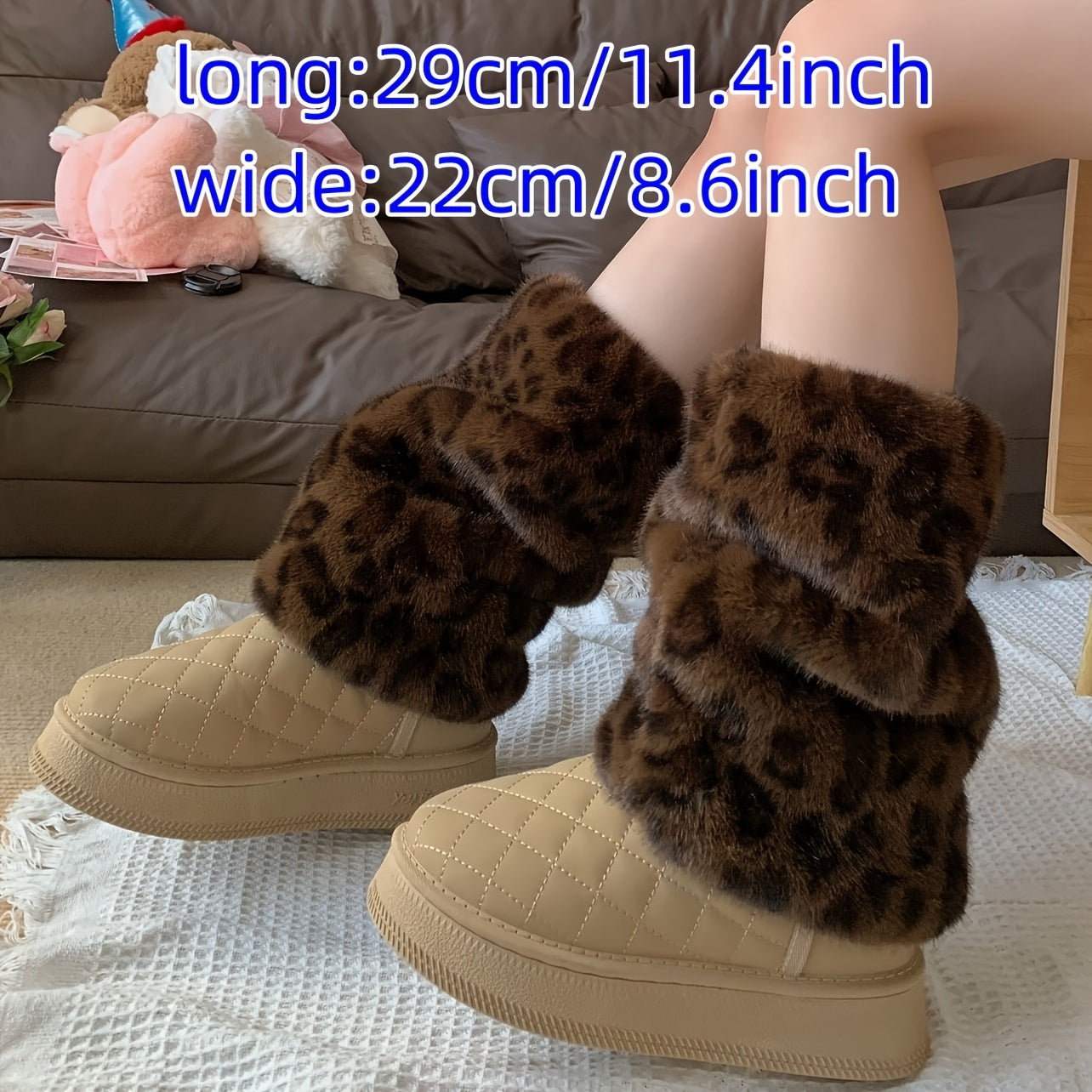 Women'S Plush Fleece-Lined Leopard Print Leg Warmers