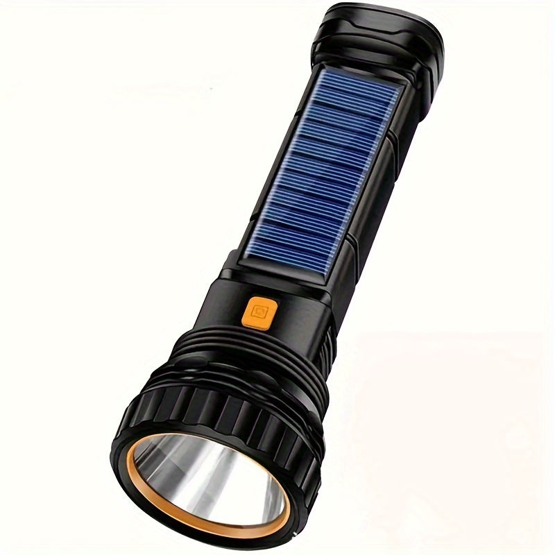 rechargeable solar flashlight with COB side light, USB rechargeable, multifunctional, 3 modes, perfect for outdoor exploration, camping, hiking, home safety, and emergency situations (including battery)