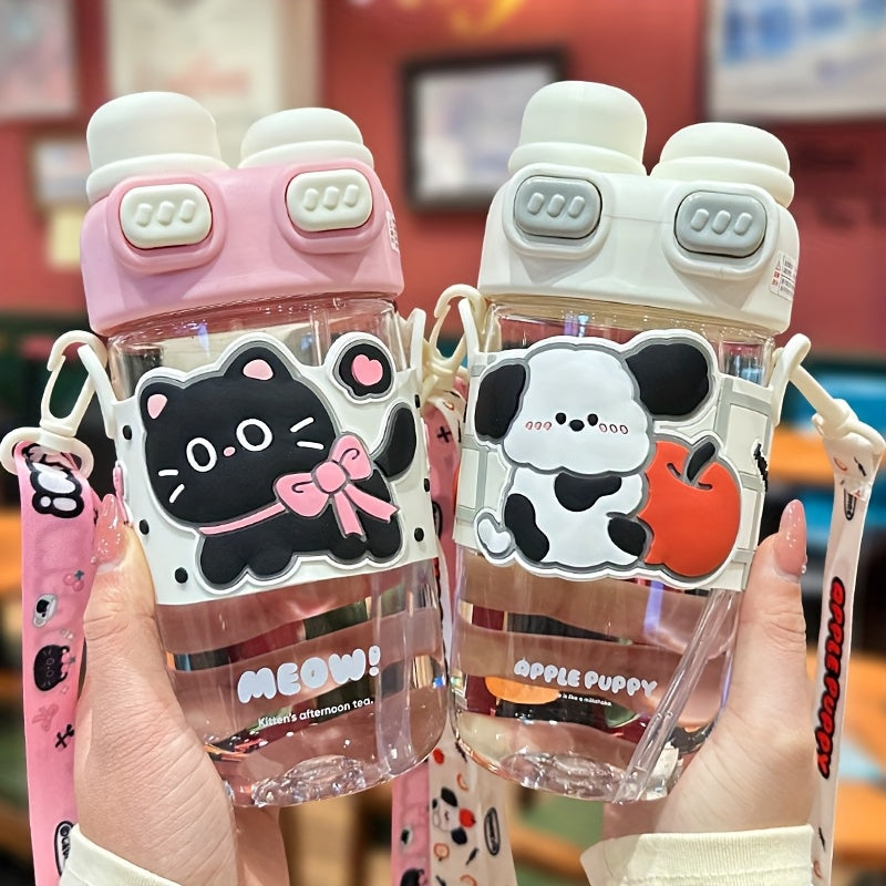 Cute Cartoon Tumbler - Capybara & Puppy Design, Portable, BPA-Free, Large Capacity, Ideal for Sports & Outdoor, Adorable Bear Illustrations