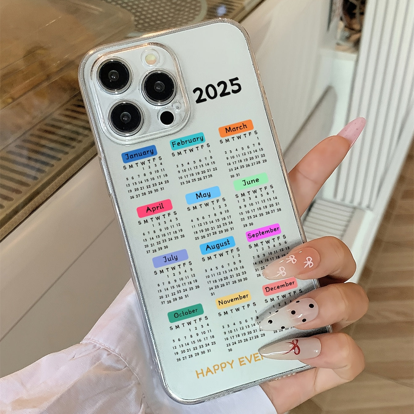 A 2025 Calendar Shockproof Transparent TPU Phone Case, Featuring a Minimalist Luxury Design That Is Dirt-Resistant And Durable, Compatible with Iphone 16/16 Plus/16 Pro/16 Pro Max, Iphone 15/15 Plus/15 Pro/15 Pro Max, Iphone