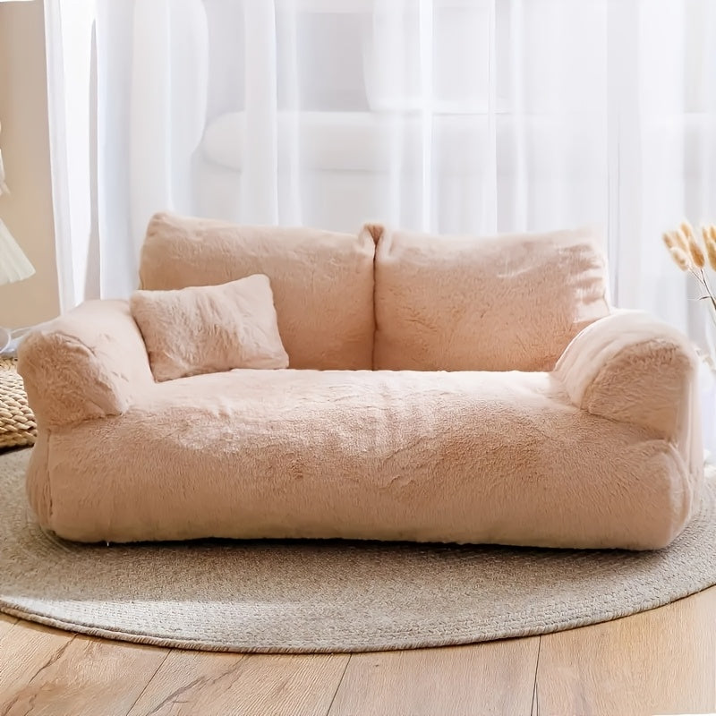 Deluxe Plush Cat Sofa Bed - Cozy, Washable Pet Couch for Small to Medium Cats and Dogs, Soft Polyester Cover
