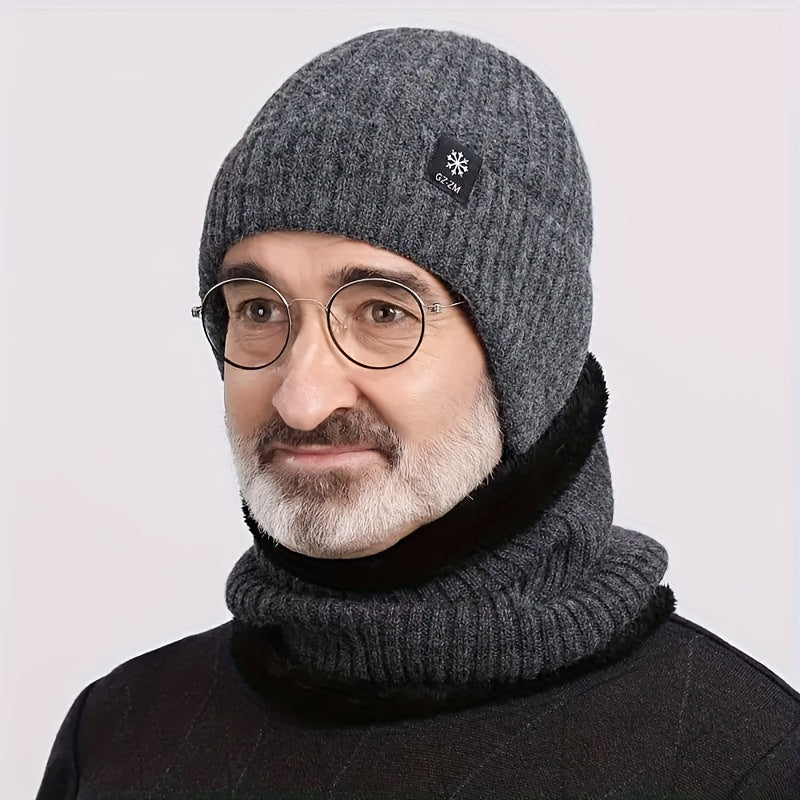 1pc Men's Thick Fleece-Lined Knit Beanie