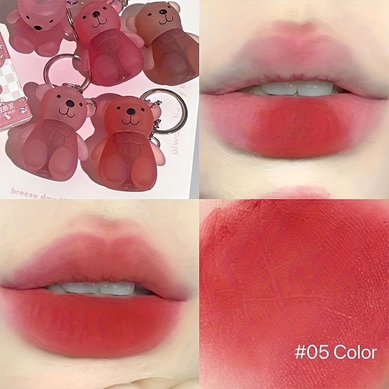 Six-color Bear Lip Glaze - Moisturizing, Matte, Waterproof, Long-lasting, Easy to Apply, Dark Red, Pink, Gift for Couples, Girlfriend