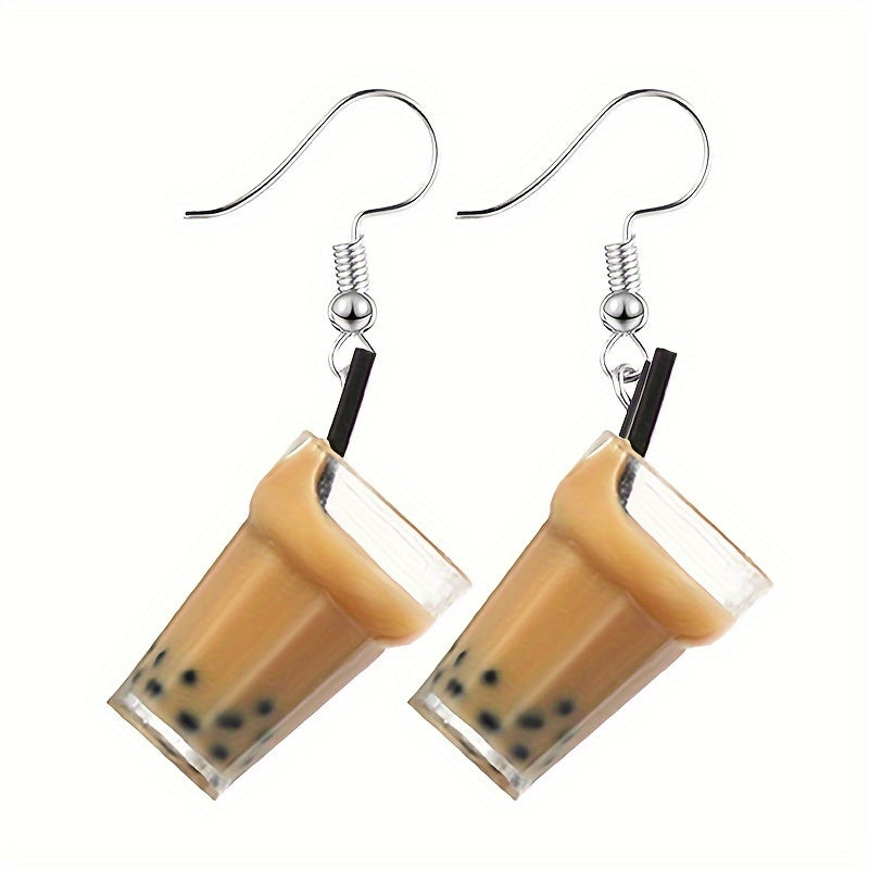[Fashionable Pearl Tea Ear Accessories] Fashionable And Cute Cross-border Hot-selling Pearl Milk Tea Ear Hooks Earrings For Women, Korean Version Ins Style Ear Accessories