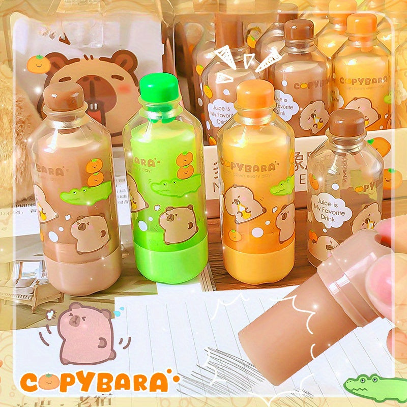 [Cute Bear Erasers] 3pcs Cute Bear-Themed Drink Bottle Erasers | High-Quality Thermoplastic Rubber, Vibrant Juice-Shaped Design, Random Color Selection, Perfect for Organizing and Cleaning Up Art Supplies