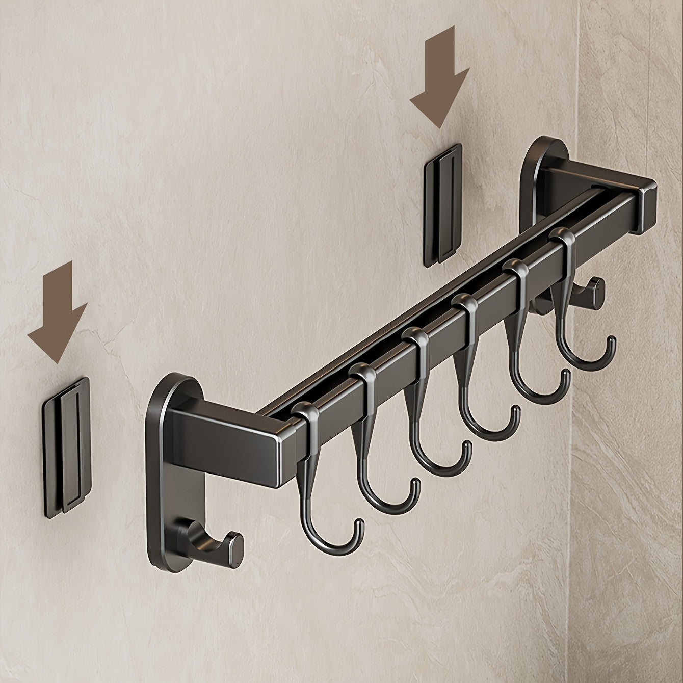 Plastic Kitchen Utensil Storage Rack with 6/8/10 Active Hooks - Wall-mounted Storage Rack for Tableware, Knives, and Pot Lids, with Drainage Hooks, Easy to Install, Suitable for Hanging Storage of Cooking Tools and Towel Rack