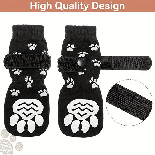 Anti-slip, Dog, Socks, Adjustable, Paw, Protector, Indoor, Black