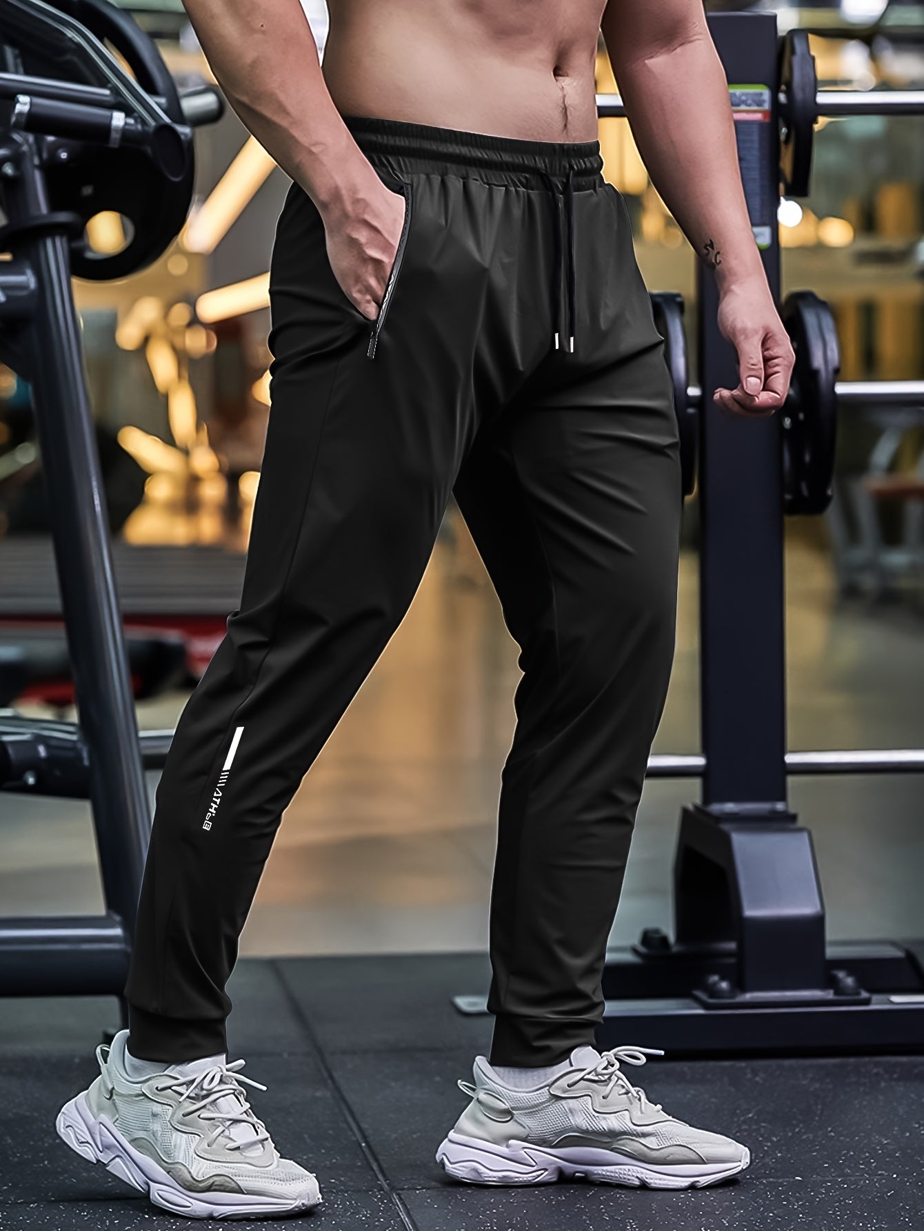 Men's Breathable Casual Sports Pants with Zipper Pockets