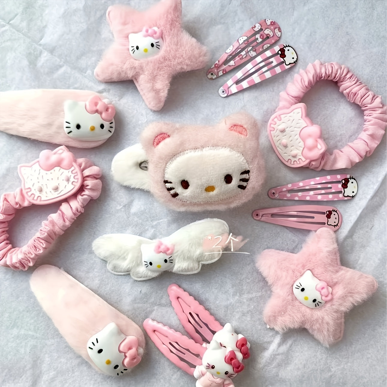 10pcs for hello kitty Pink Hair Accessories Set - Cute Cat Clips, Hairpins.