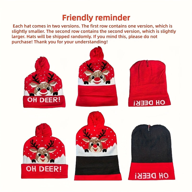 1pc Cartoon Jacquard Double-Layer Knitted Hat
