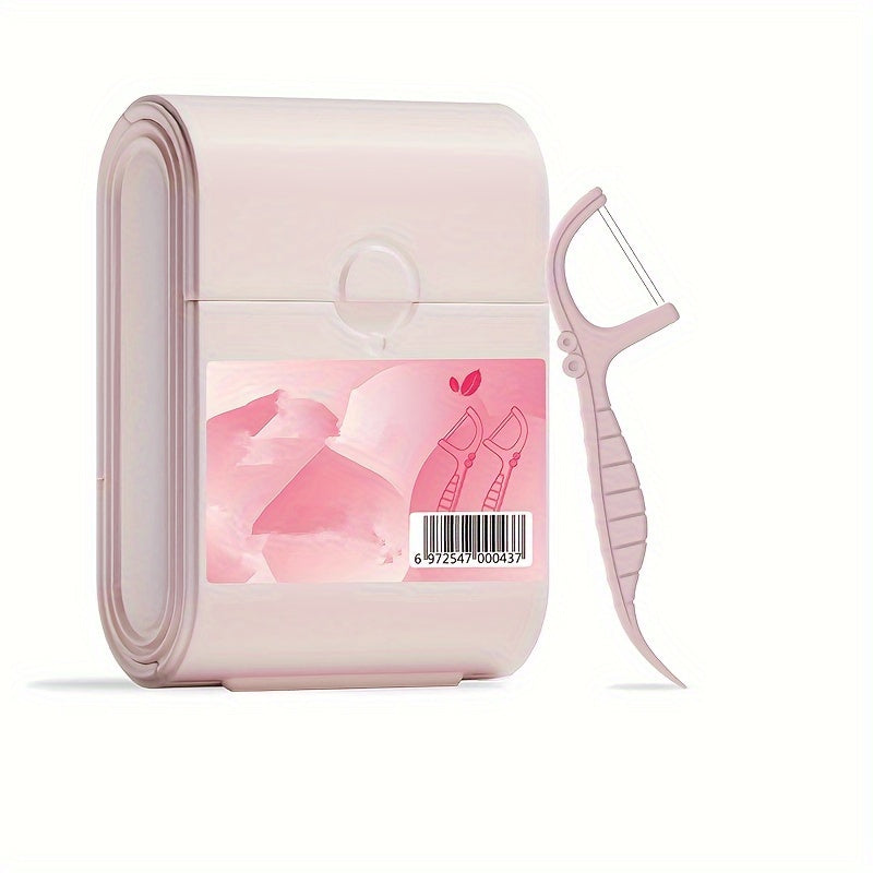 52-Count Double-Layered Mint Dental Floss Sticks with Portable Dispenser Box, Pre-Cut PS Material Flossers for Better Cleaning, Convenient One-Time Use