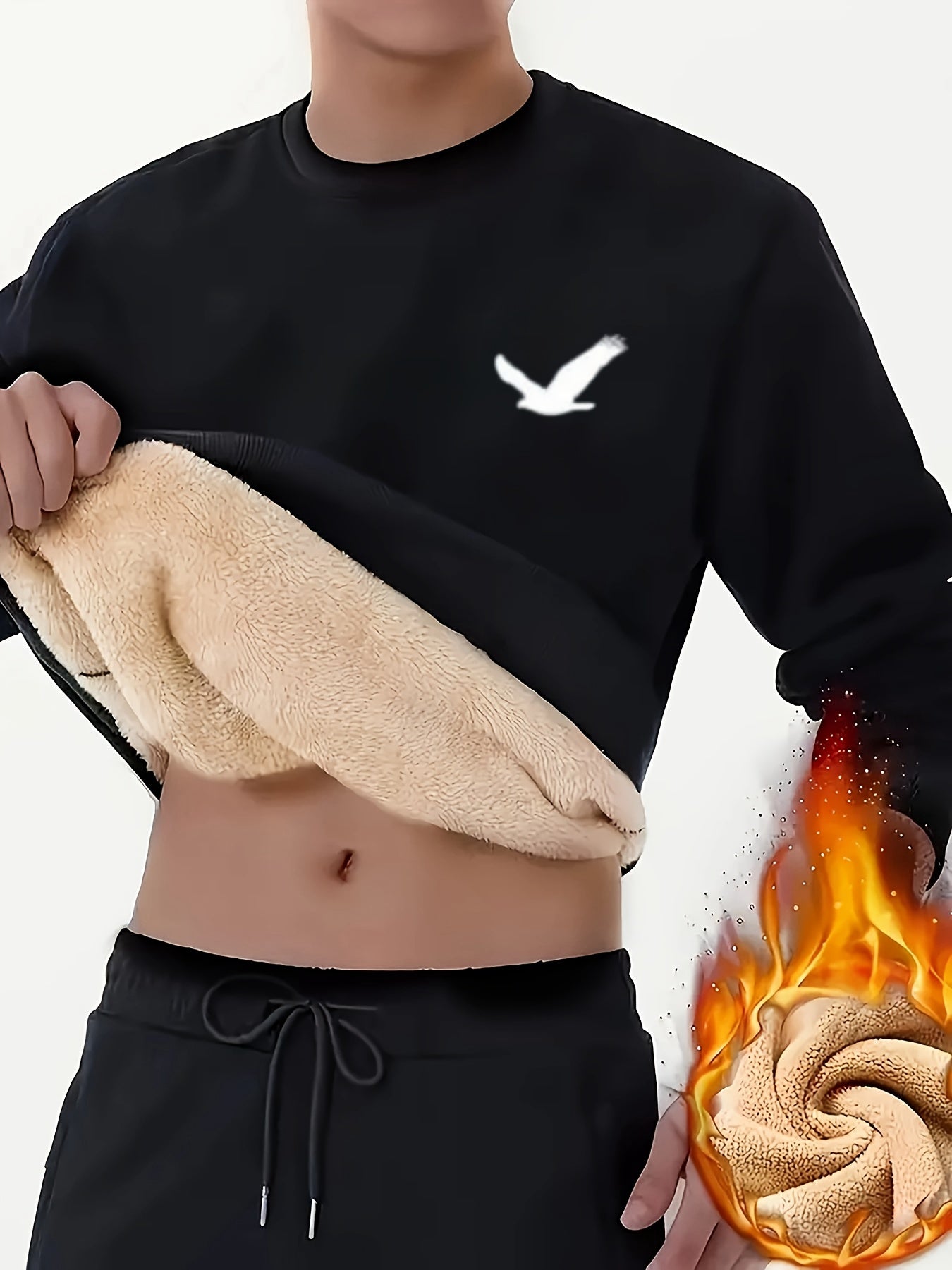 Men's Winter Fleece-Like Sweater Vest Jacket - Thickened Round Neck Long Sleeve Inner Layer, Machine Washable.