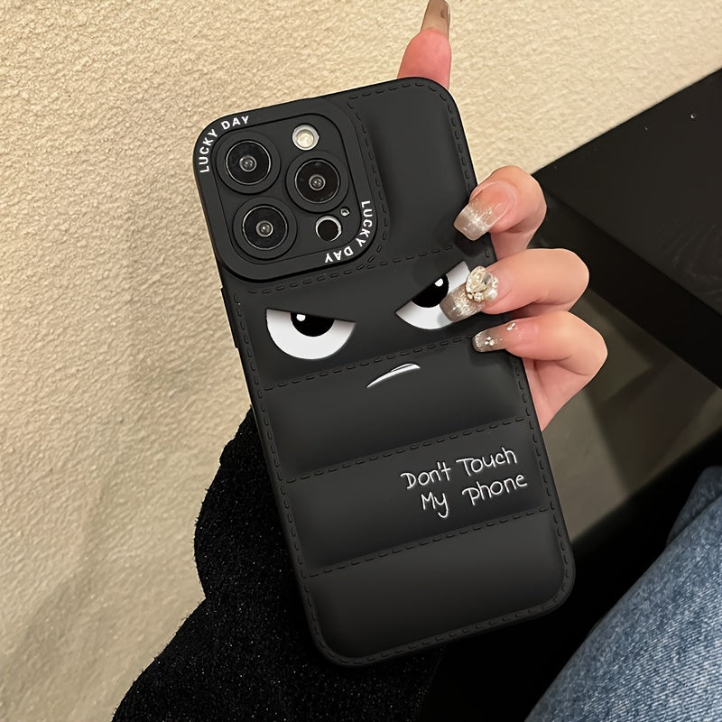 A Soft Rubber Anti-Slip Down Jacket Style Phone Case with Anime Pattern Printing, Suitable for Apple Series 11, 12, 13, 14, 15, 16 Pro Max, Samsung Series A05, A15, A25, A35, A55, S23, S24 Ultra, And Redmi Series 9 Note, 10 N