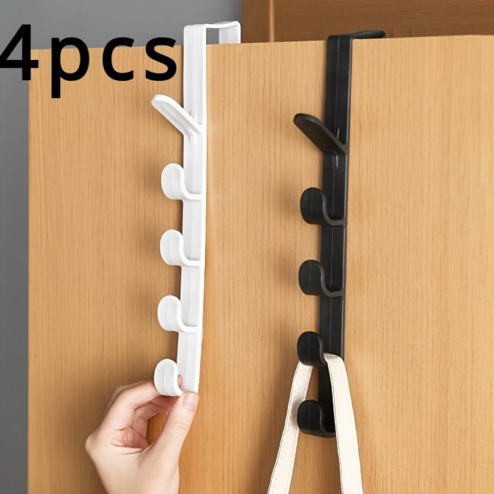 4pcs Adjustable Over-the-Door Hanger Organizer - Easy Install, Multi-Functional Storage Hooks .