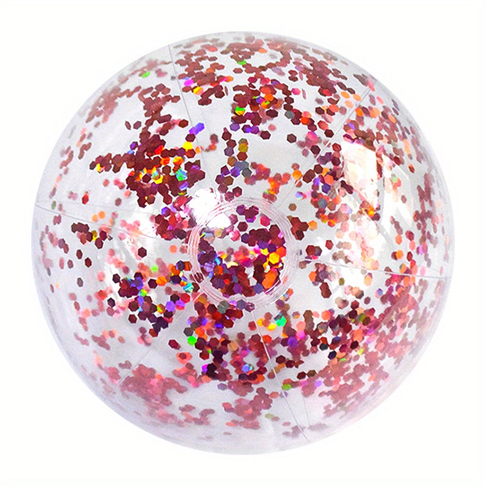 [Glitter Beach Ball] 40cm Mixed Color Glitter Beach Ball, 1pc | Summer Party Toy - Rubber Balloon, Use Without Electricity