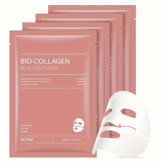 4pcs Bio-Collagen Real Deep Mask Pack Hydrating & Firming Facial .