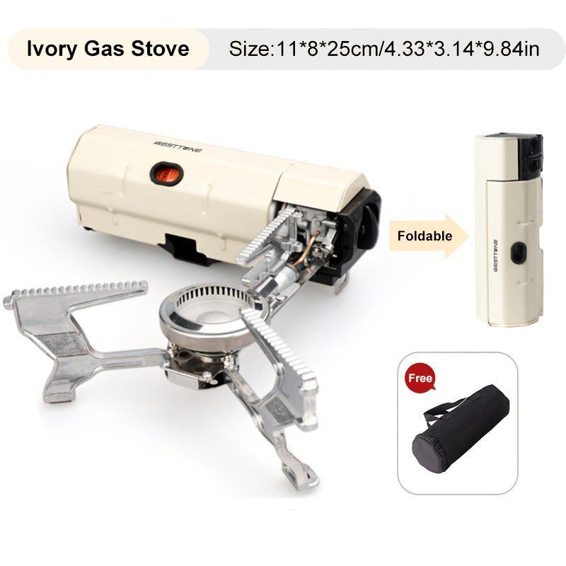1pc WEST TUNE Portable Folding Camping Stove - Compact Outdoor Cooking Grill, Stainless Steel, Polished Finish, Ideal for BBQ, Fishing & Mountaineering, All-Season Use, Camping Cookware|Polished Finish|Stainless Steel Grate