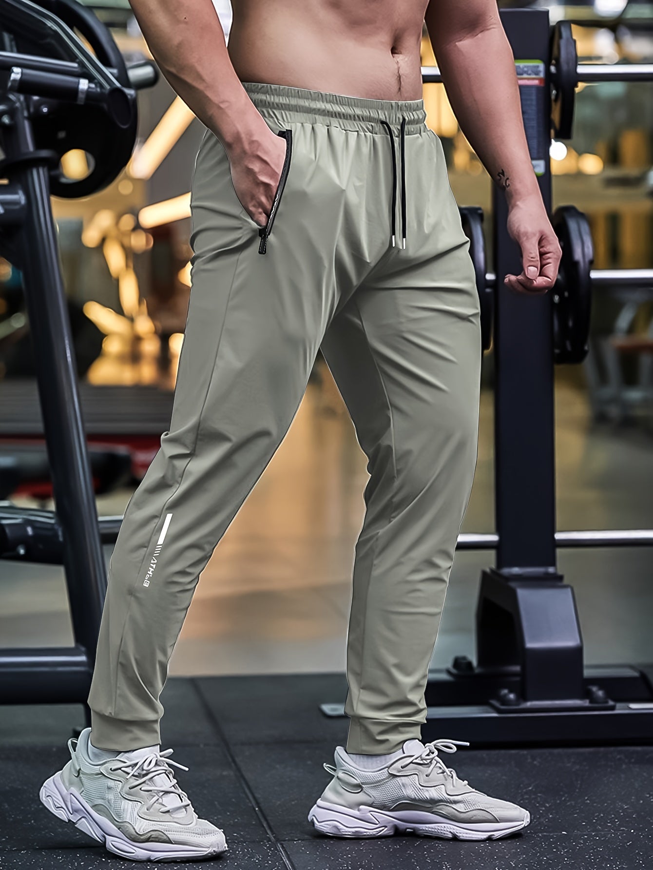 Men's Breathable Casual Sports Pants with Zipper Pockets