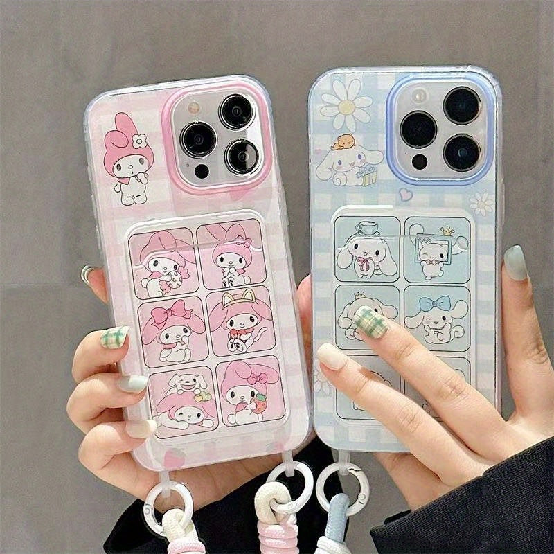 Authorized Sanrio, a Cute Phone Case with a Strap Featuring for cinnamoroll And Melody, Suitable for Iphone 16, 16 Pro Max, 13, 14, 15, 15 Pro, 15 Pro Max, 16 Pro, XS Max, And XR. It'S a Soft, Transparent, Full-Protection Cas