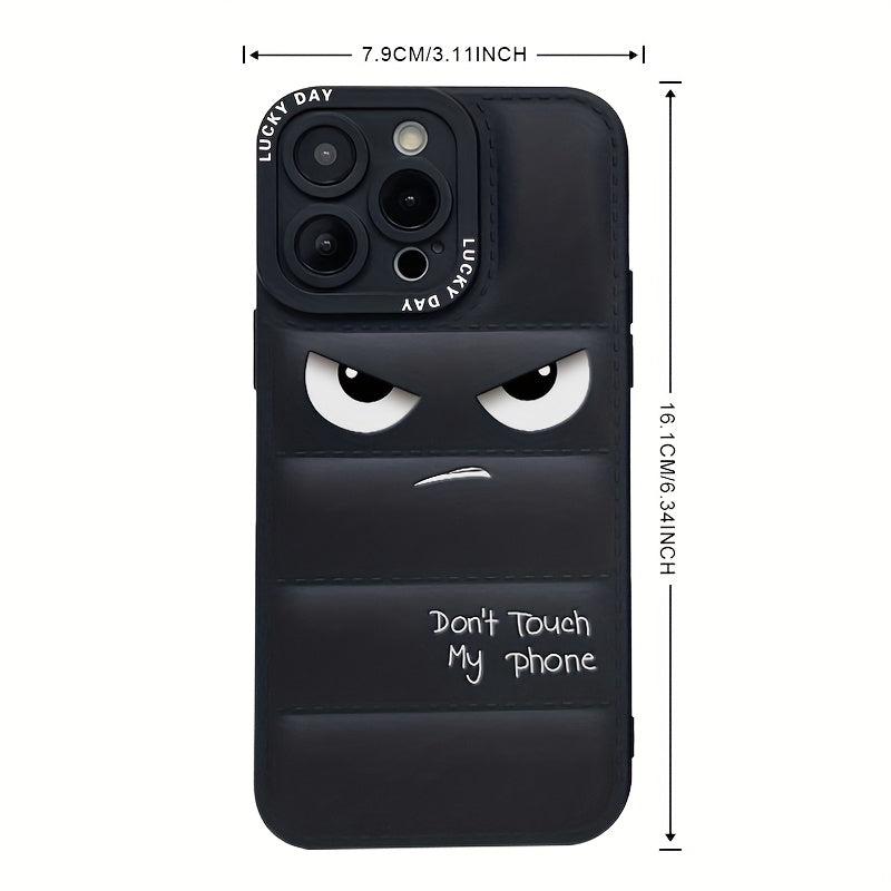 A Soft Rubber Anti-Slip Down Jacket Style Phone Case with Anime Pattern Printing, Suitable for Apple Series 11, 12, 13, 14, 15, 16 Pro Max, Samsung Series A05, A15, A25, A35, A55, S23, S24 Ultra, And Redmi Series 9 Note, 10 N