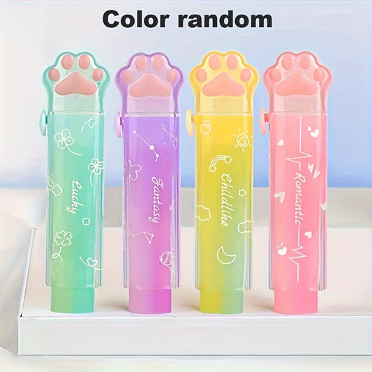 1PC Adorable Paw Design Push-Pull Cube Eraser, TPR Material, Rectangular Shape for School and Office Supplies