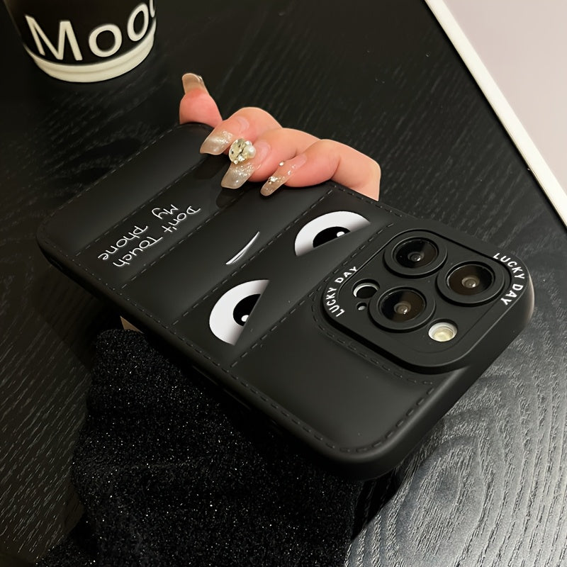 A Soft Rubber Anti-Slip Down Jacket Style Phone Case with Anime Pattern Printing, Suitable for Apple Series 11, 12, 13, 14, 15, 16 Pro Max, Samsung Series A05, A15, A25, A35, A55, S23, S24 Ultra, And Redmi Series 9 Note, 10 N