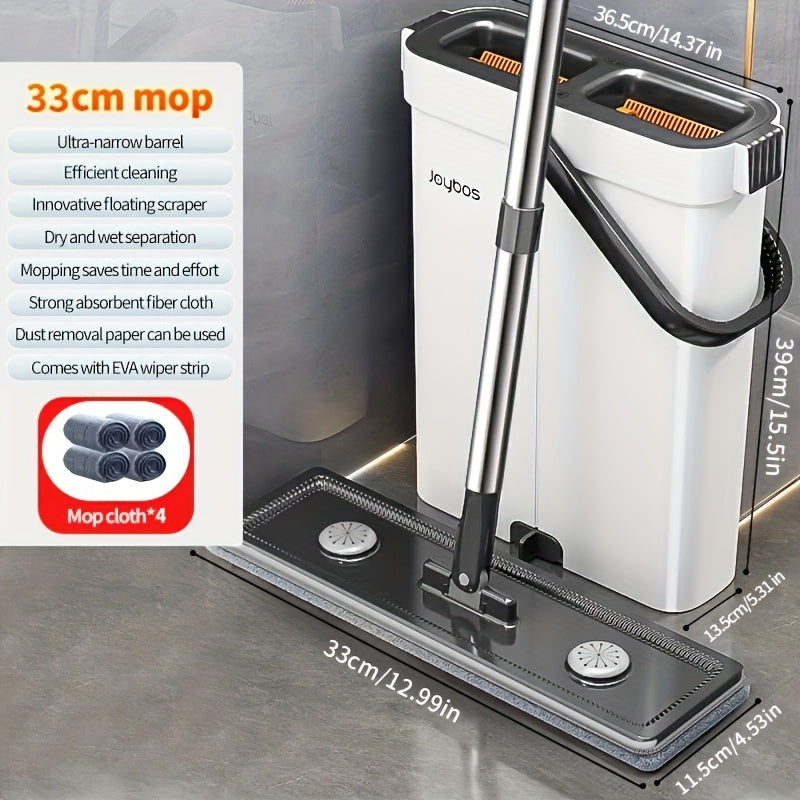Complete Cleaning System - Hands-Free Flat Mop, Dry/Wet Bucket, 3 Reusable Microfiber Cloths | Ideal for Floors, Yards, Bathrooms, Valentine's Day Gift