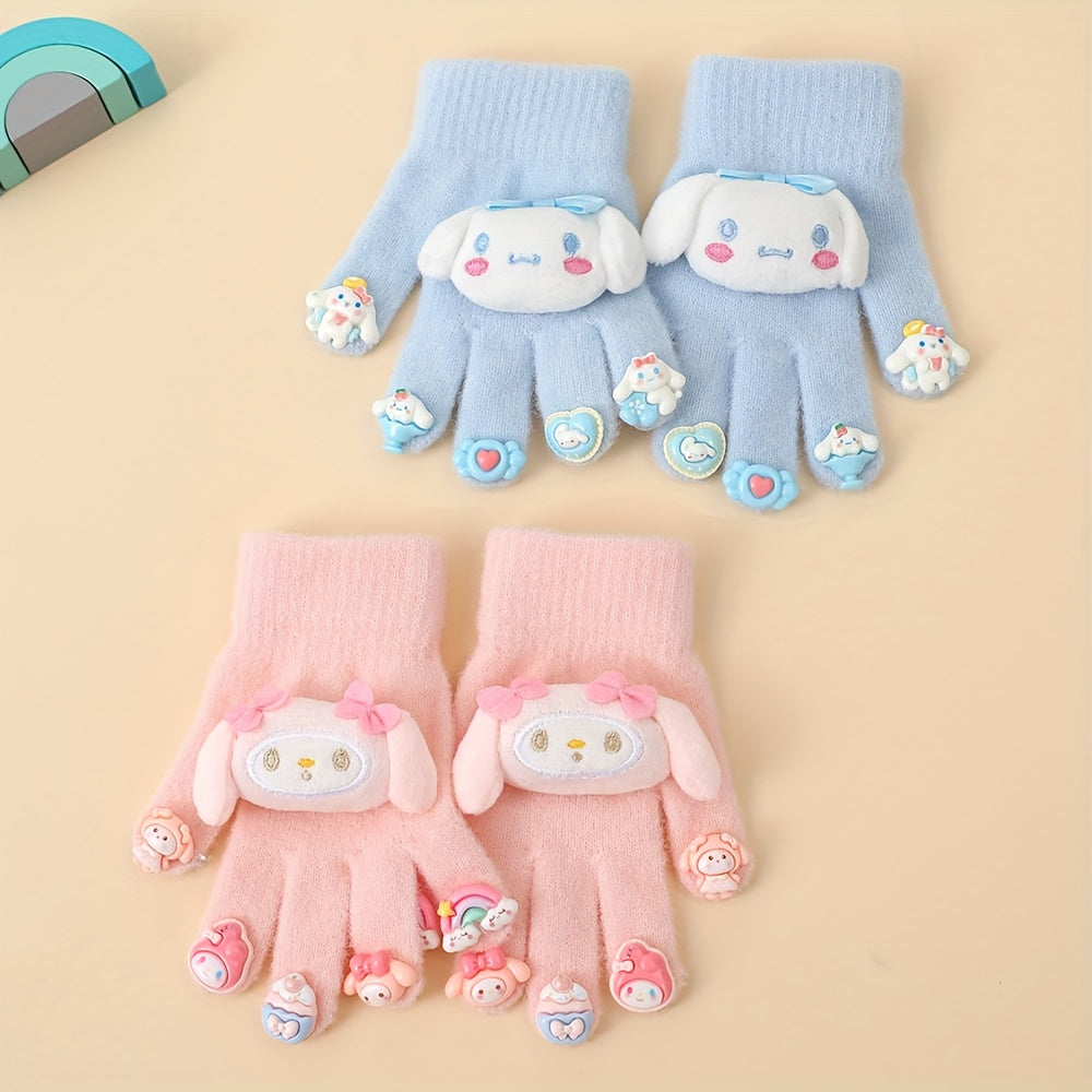 1pc Sanrio for kuromi Thickened Winter Gloves - Cute Cartoon Design, Full Finger Warmth for Boys & Girls, Perfect for Outdoor Activities, Holiday Gift, Winter Gloves For Girls, Playful Design, Soft Fabric