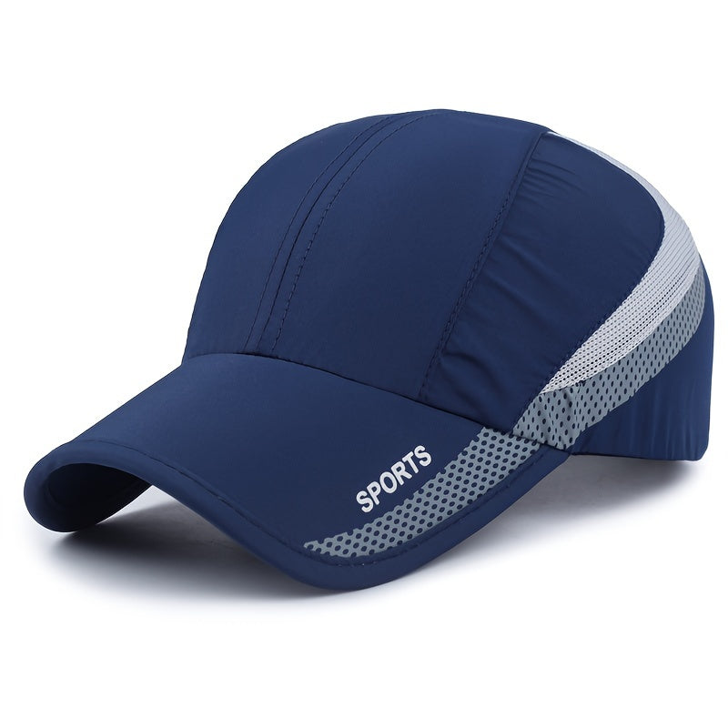 [Quick-Dry Sport Cap Sun Protection] 1 EDIKO Quick-Dry Sport Cap, Adjustable, Breathable Mesh Back, Sun Protection Hat for Outdoor Activities, Camping & Hiking - Navy Blue with Gray Accents, Hiking Accessories