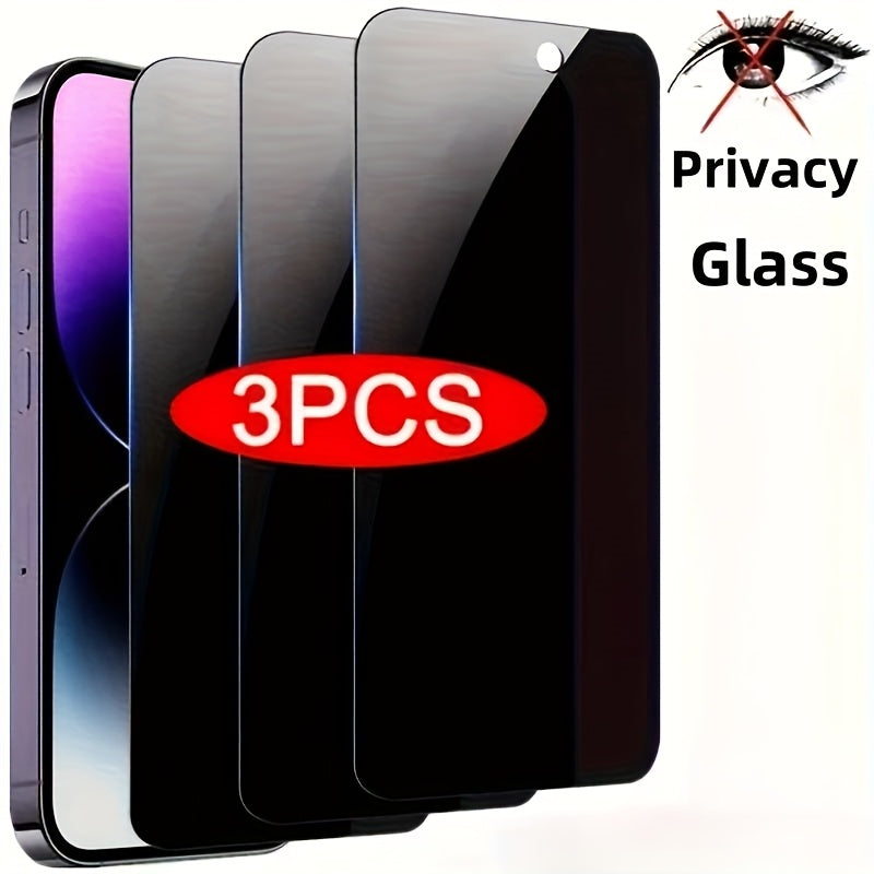 [Privacy Screen] 3pcs Full Cover Privacy Screen Protector | for iPhone 11 12 13 PRO MAX, iPhone 14 Pro 15 Pro Max, iPhone 14 Plus 15 Plus | Tempered Glass Privacy Glass Film