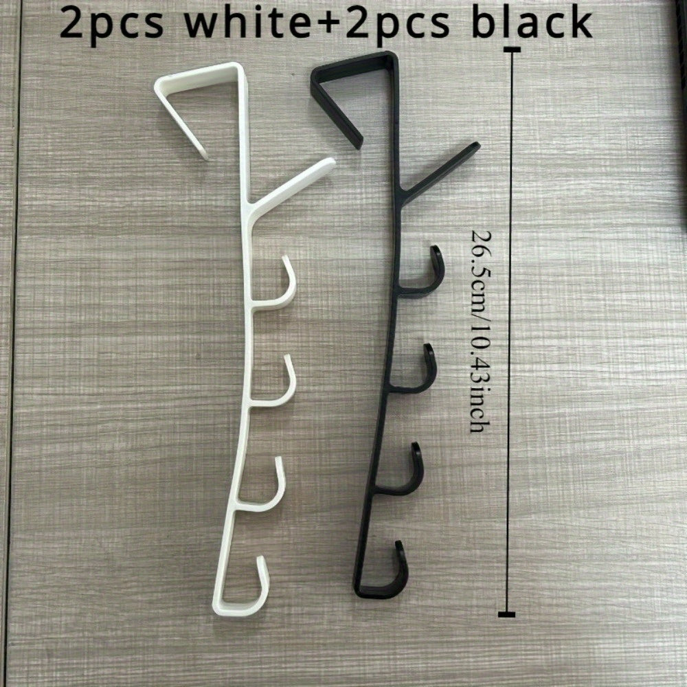 4pcs Adjustable Over-the-Door Hanger Organizer - Easy Install, Multi-Functional Storage Hooks .