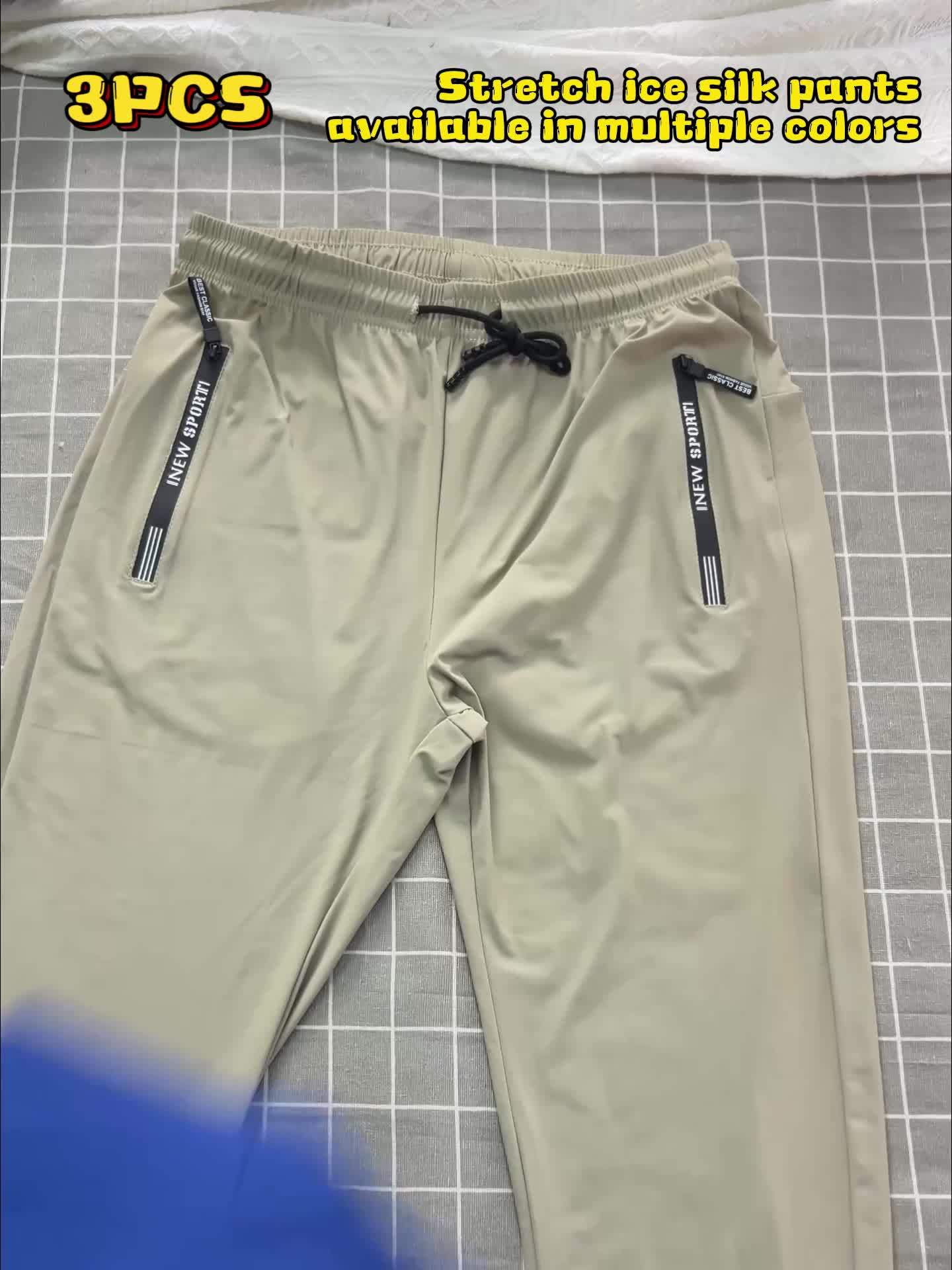 Men's Breathable Casual Sports Pants with Zipper Pockets