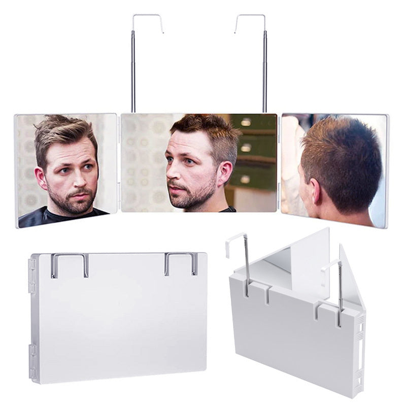 Rotating Three Way Mirror Hair Clipper, 3-way Rotating Folding Makeup Mirror,